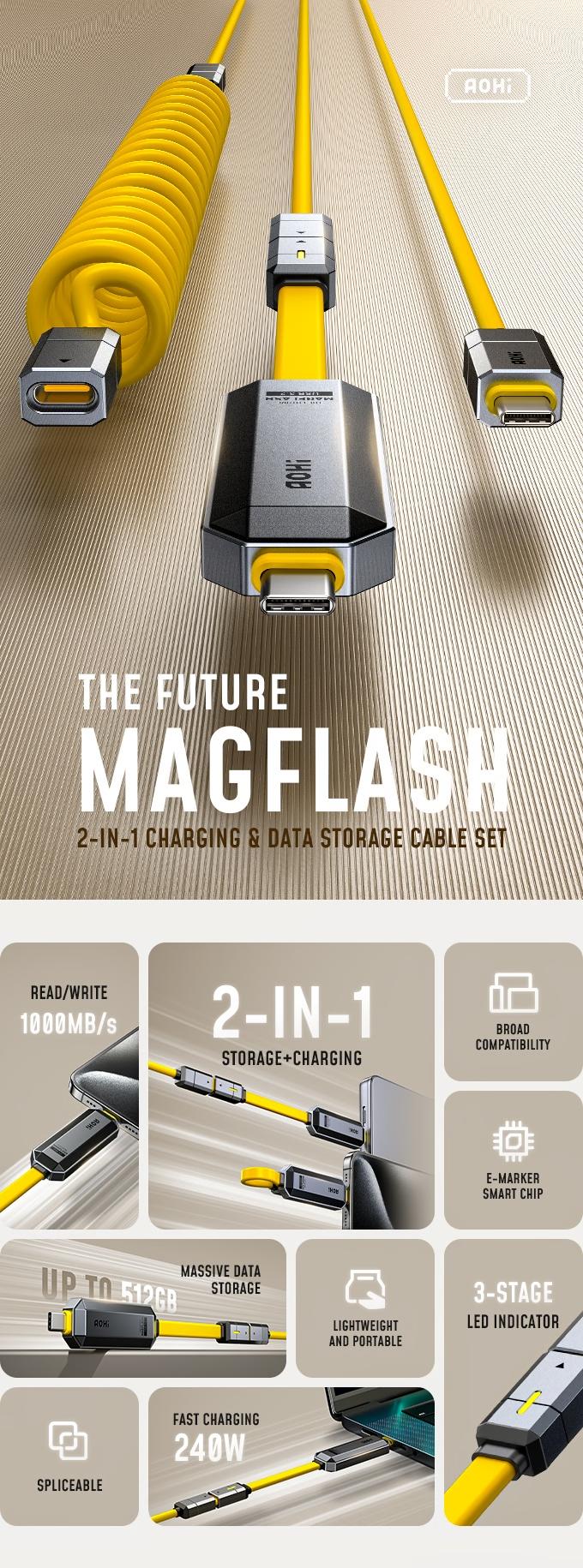 Siêu cáp sạc 240W kiêm ổ cứng mini gây sốt trên nền tảng Kickstarter - Techlade