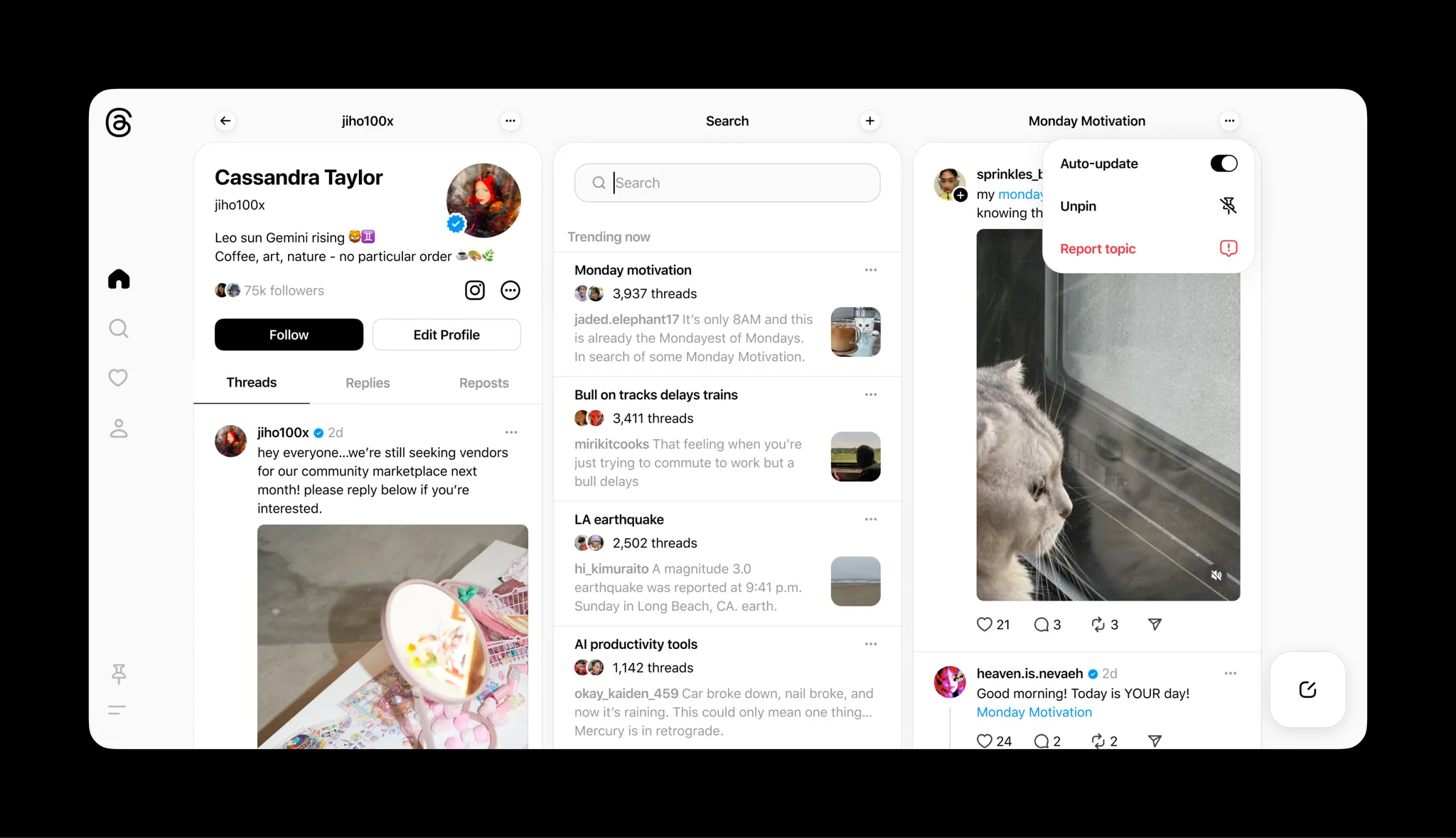 Threads thử nghiệm nguồn cấp dữ liệu bài đăng theo thời gian thực giống TweetDeck - Techlade
