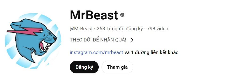 Kênh của Mr.Beast đã đạt 268 triệu người theo dõi, hơn 3 triệu người so với T-Series