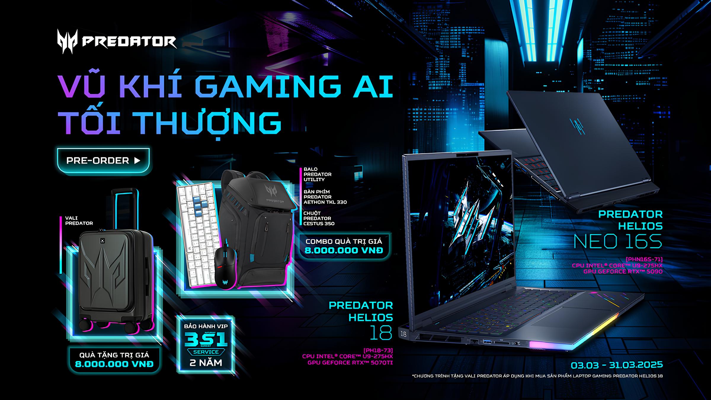 Acer 'bùng nổ': Mở pre-order dòng laptop gaming Predator Helios AI thế hệ mới - techalde