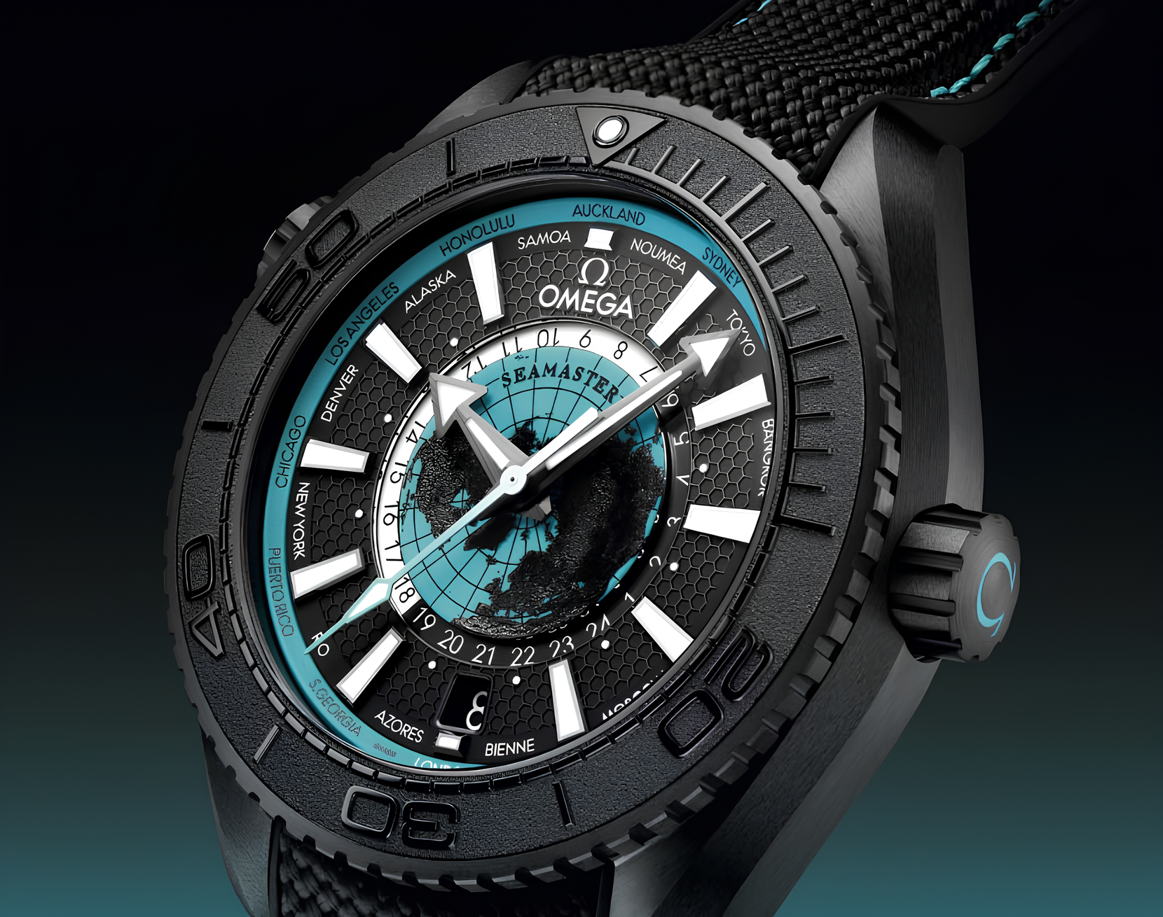 Omega Seamaster Planet Ocean Worldtimer: "Bản đồ thế giới" trên cổ tay - Techlade
