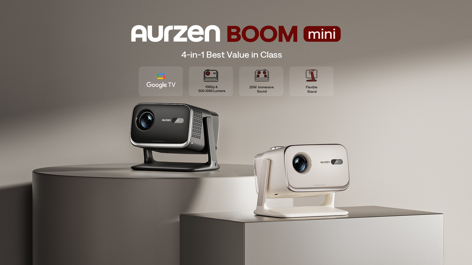 Aurzen Boom Mini: Máy chiếu di động nhỏ gọn, hình ảnh 1080p - Techlade