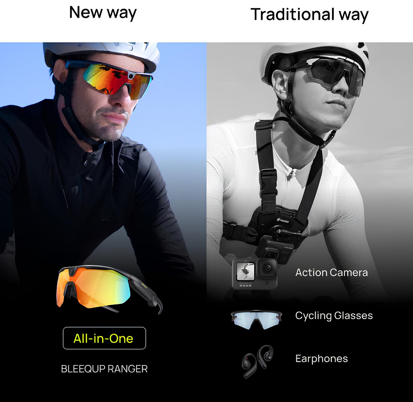 BleeqUp Ranger: Kính thông minh đa năng cho người đam mê thể thao, quay video HD, tích hợp AI - Techlade