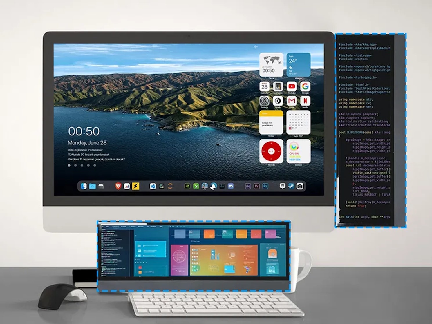 PinRuis: Màn hình di động siêu rộng tỷ lệ 32:9, kiêm luôn docking station - Techlade