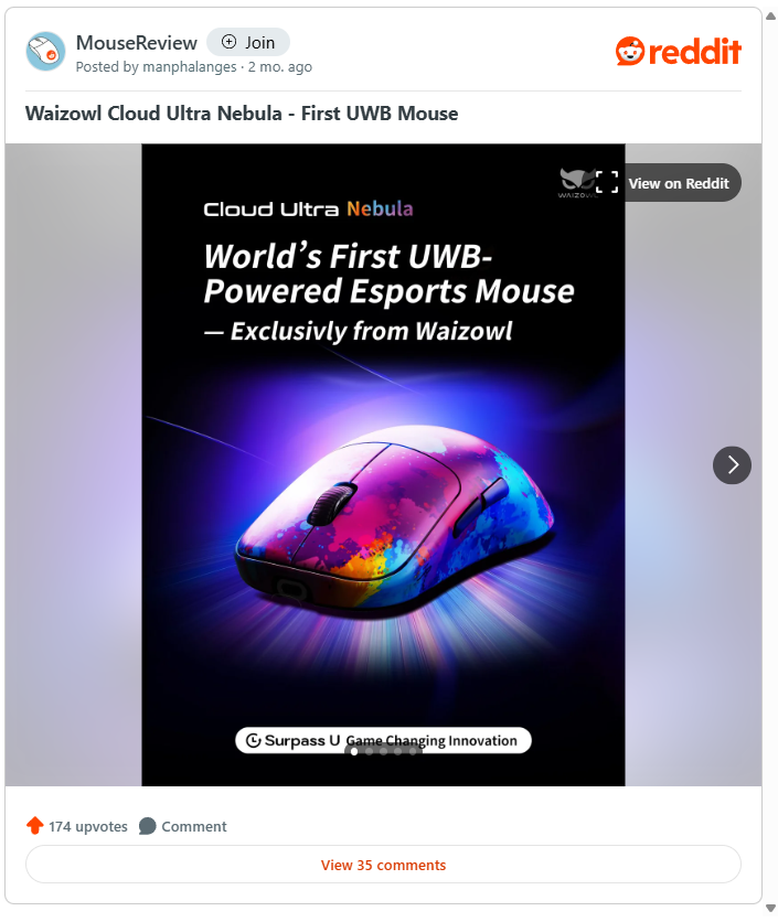 Waizowl ra mắt Cloud Ultra Nebula: Chuột gaming không dây UWB đầu tiên trên thế giới - Techlade