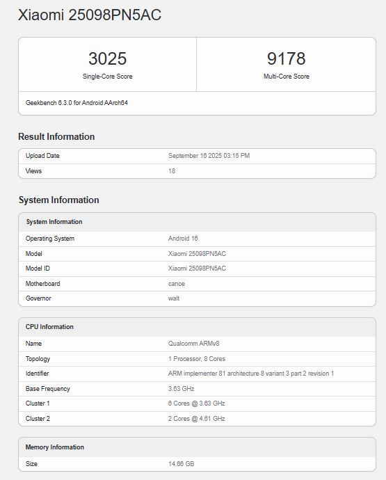 Xiaomi 17 Pro lộ diện trên Geekbench: Chip Snapdragon 8 Elite Gen 5 có điểm số gây thất vọng - Techlade