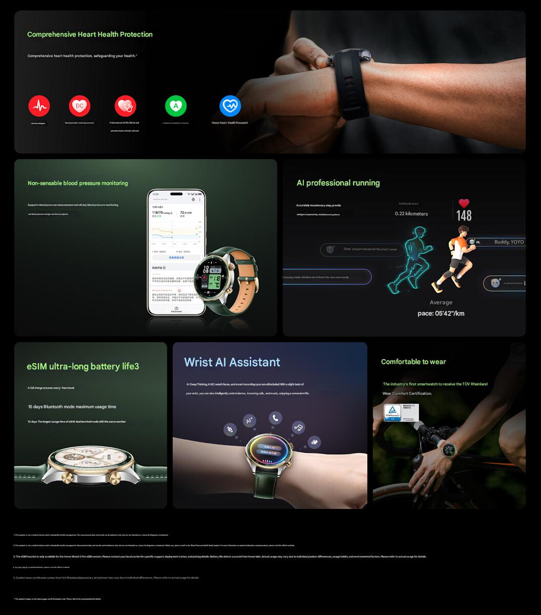 Honor Watch 5 Pro ra mắt: Smartwatch đầu tiên có tính năng đo huyết áp "không tiếp xúc" - Techlade